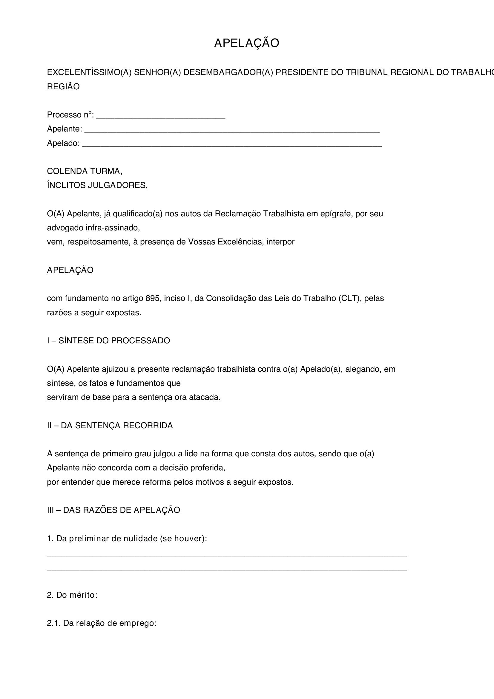 Modelo De Apelação