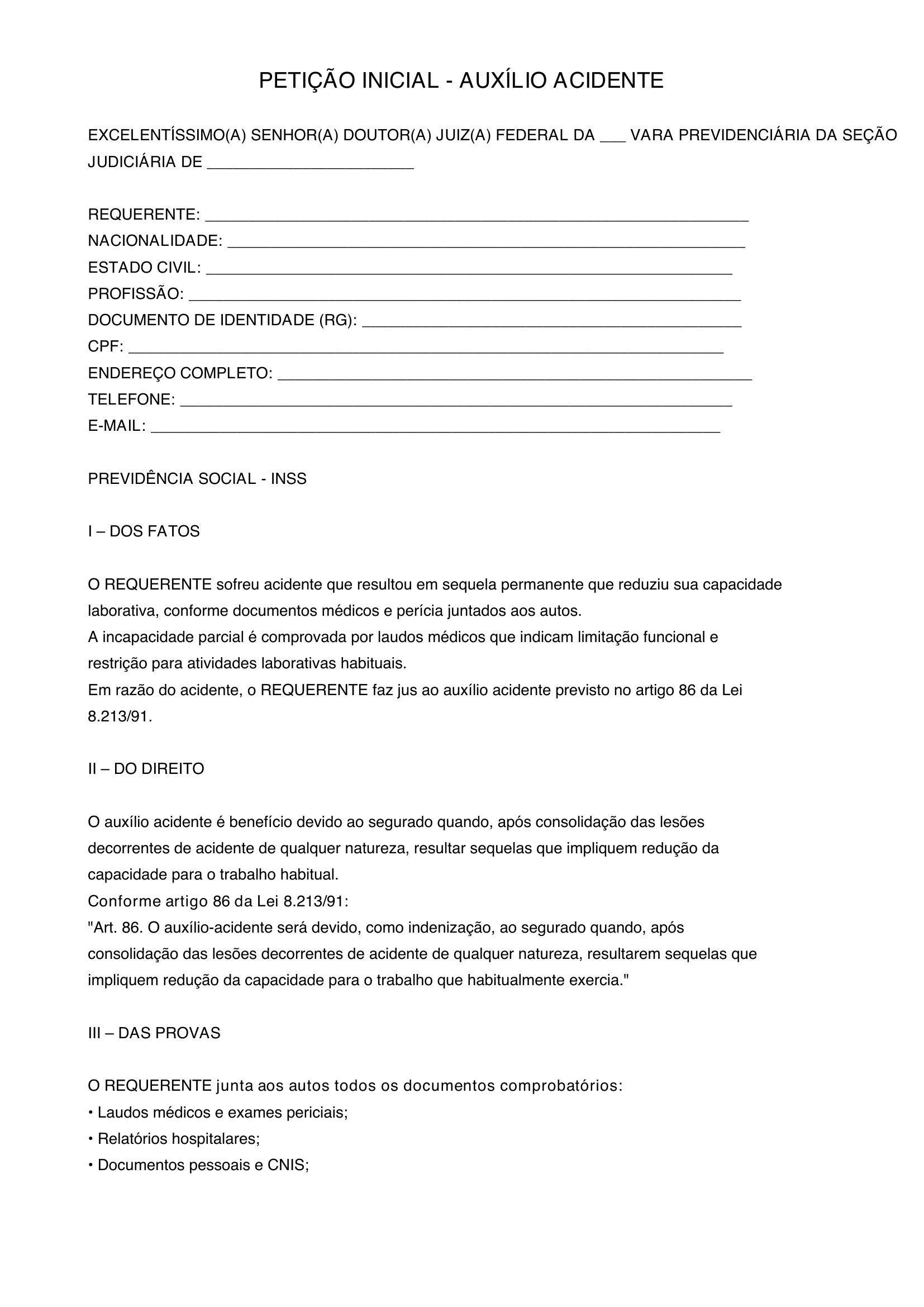 Modelo Auxilio Acidente