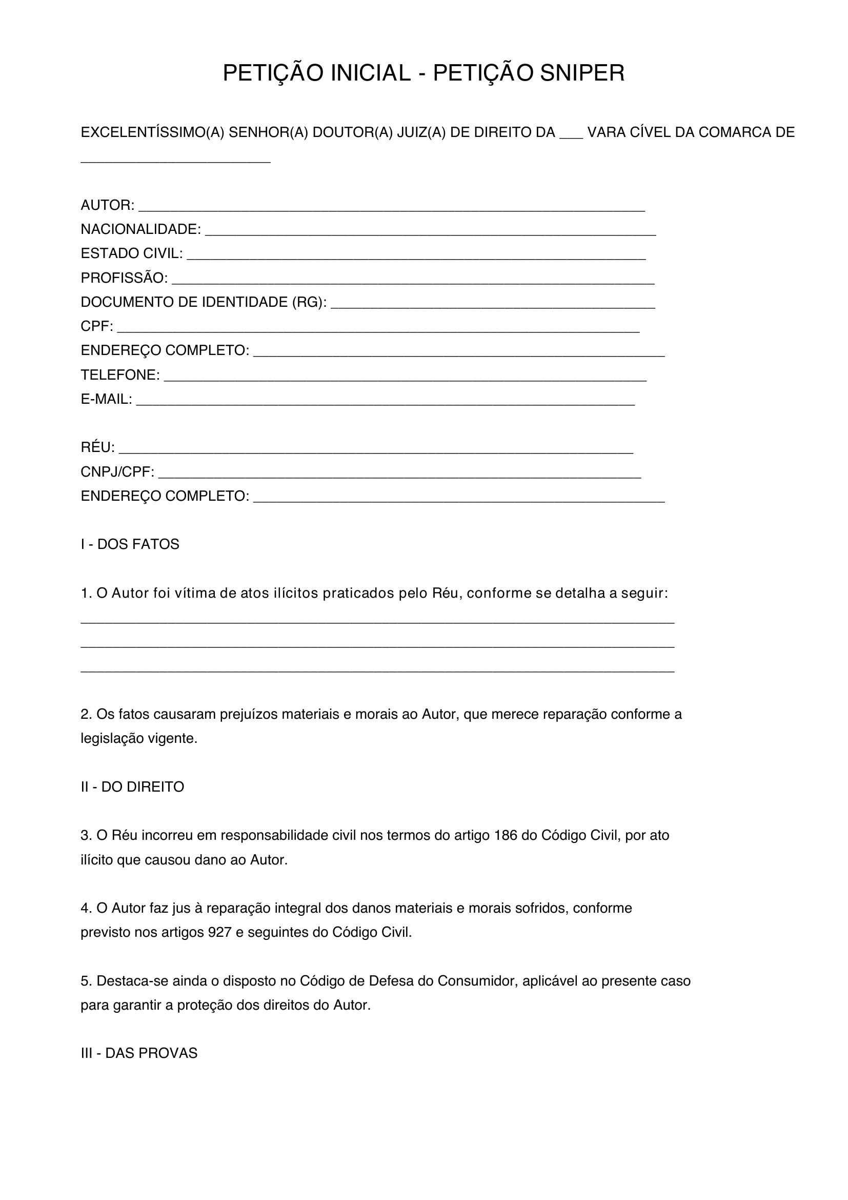 Modelo Petição Sniper