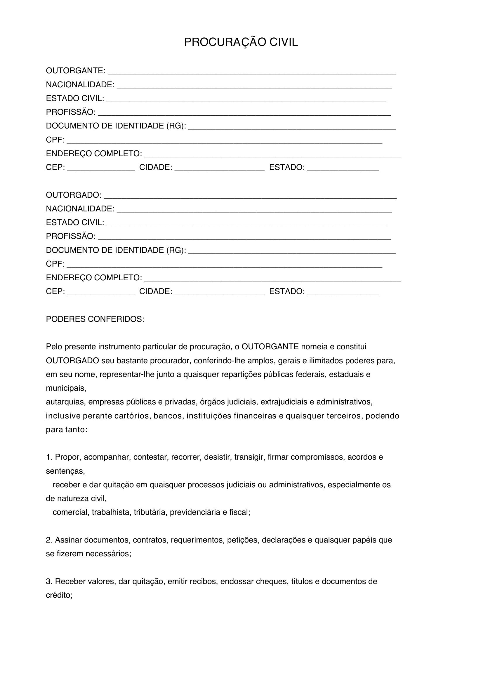 Modelo De Procuração Civil