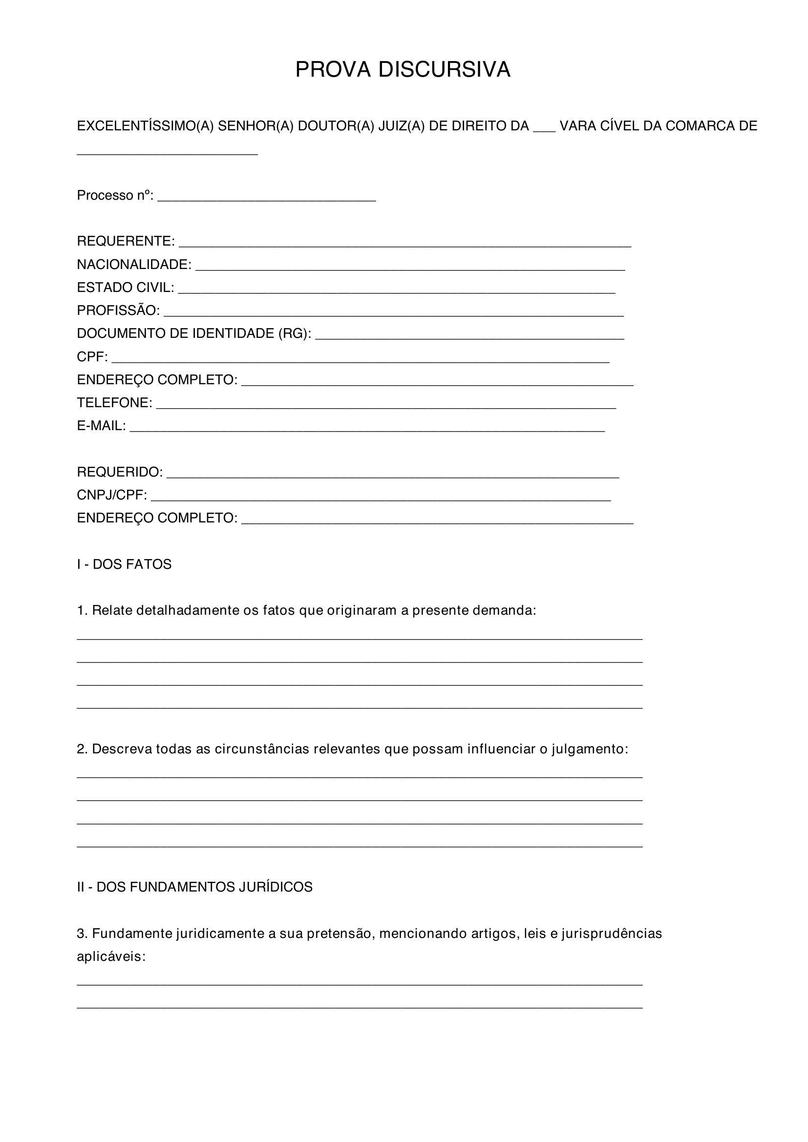 Modelo De Prova Discursiva